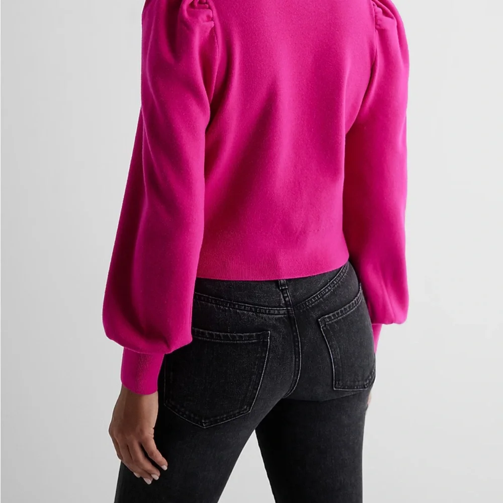 EXPRESS Vibrant Pink Sweater with Bow Accents - Picture 3 of 5